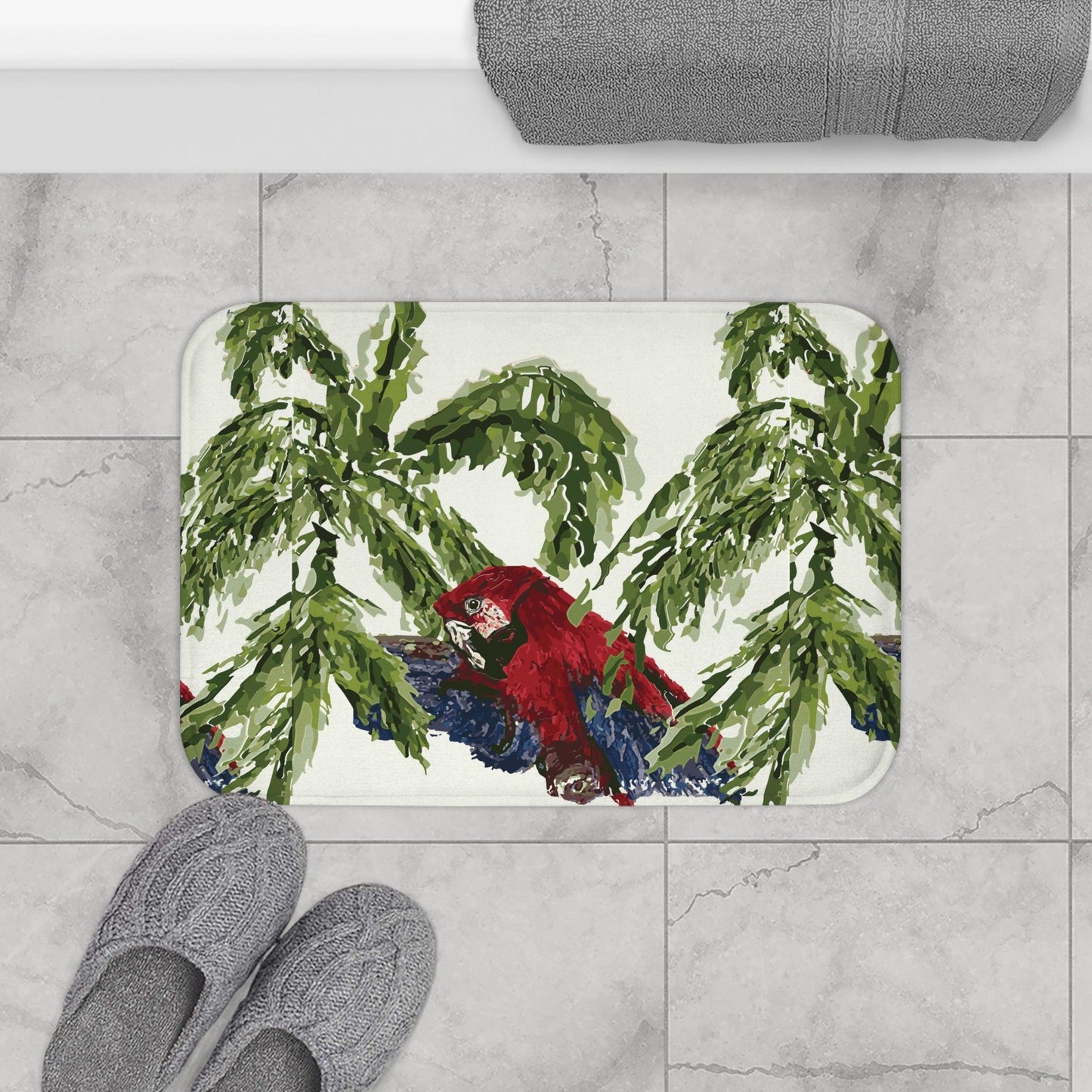 Miniaday Designs Parrot on Cream Bath Mat Unisex Cream - Miniaday Designs, LLC.
