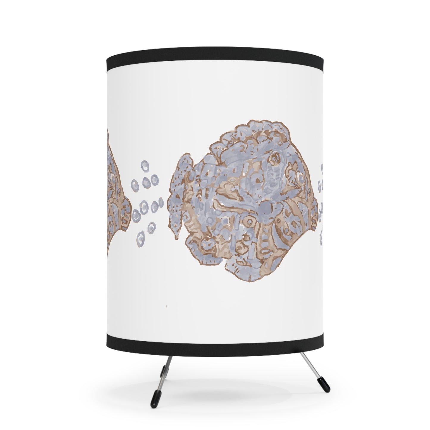 Hand Painted Tropical Fish Tripod Lamp with High-Res Printed Shade, US\CA plug