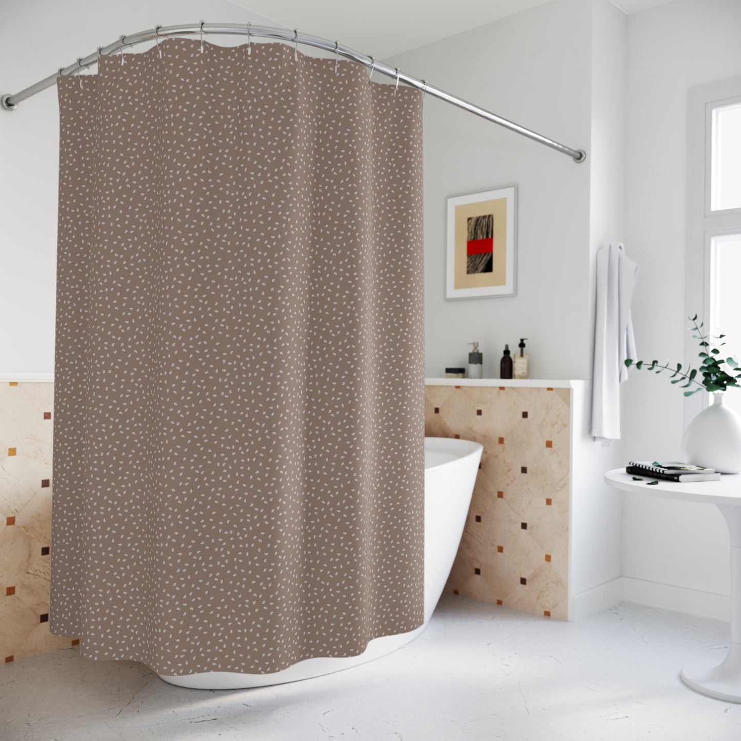 Mocha Whisps of Blooms Shower Curtains