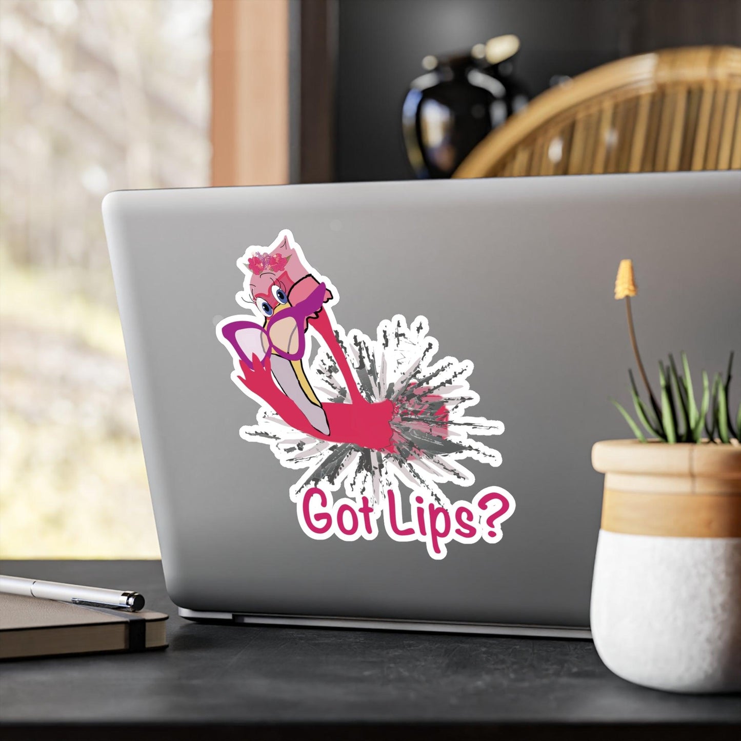 Flamingo Got Lips Kiss-Cut Vinyl Decals - Miniaday Designs, LLC.