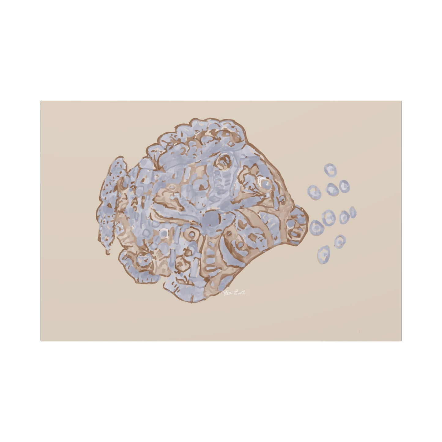 Hand Painted Watercolor Coastal Fish Canvas Art Wraps, 1.6"