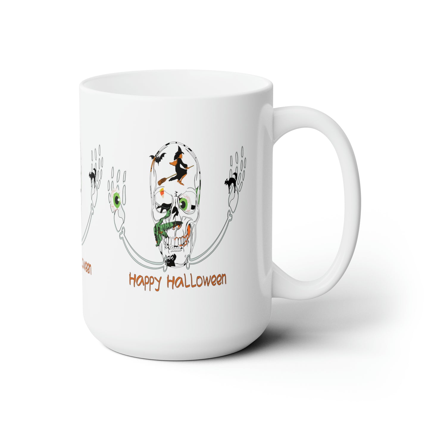 Miniaday Designs Halloween Skull White Ceramic Mug 15oz