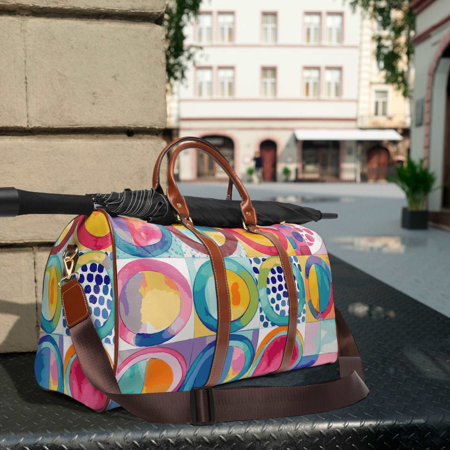 FREE SHIPPING Vibrant Circle Mosaic Collection by Miniaday Designs, LLC. Waterproof Travel Bag