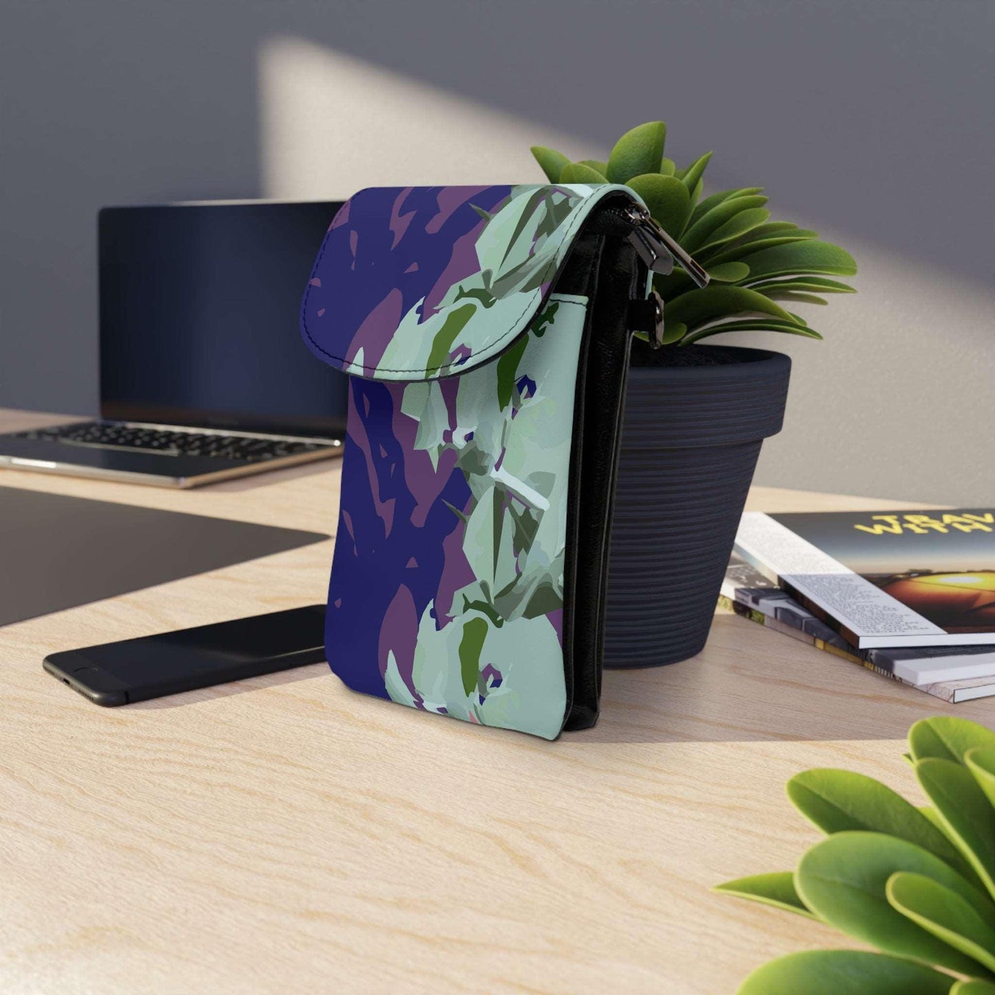 Floral Abstraction Harmony Collection by Miniaday Designs, LLC. Small Cell Phone Wallet - Miniaday Designs, LLC.