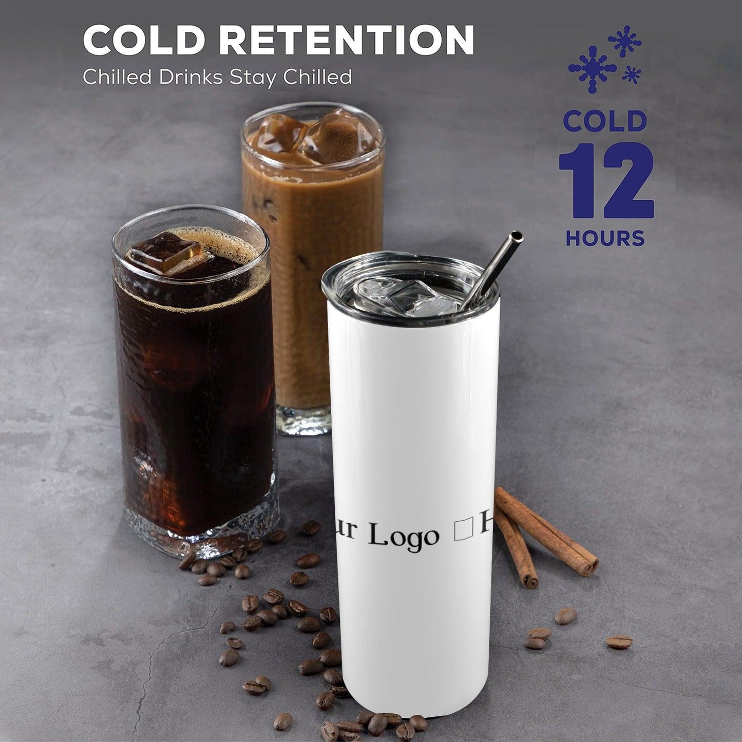 Miniaday Designs r Your Logo Here 20oz Tall Skinny Tumbler with Lid and Straw Private Brand - Miniaday Designs, LLC.