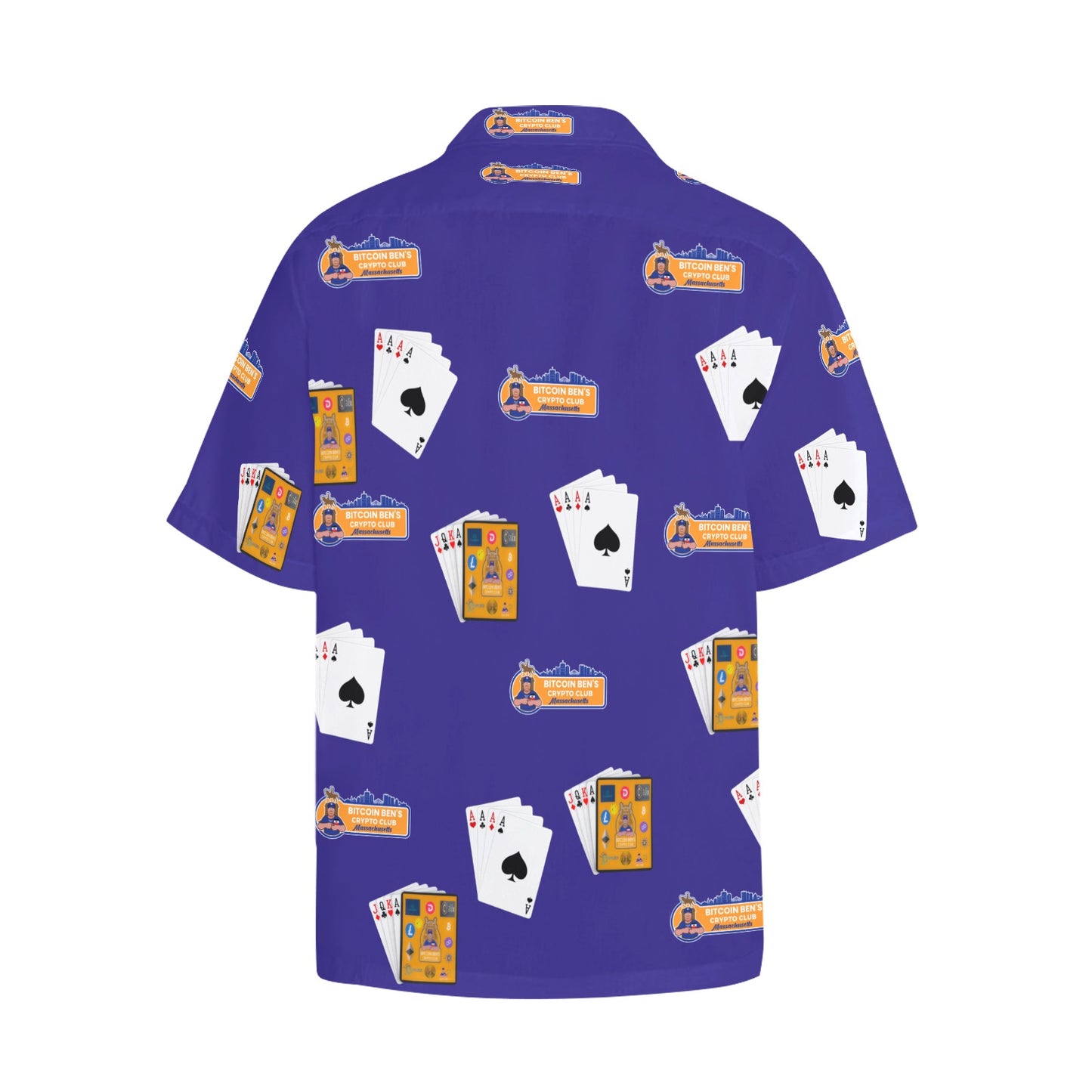 BBCC Massachusetts Dealer Bitcoin Ben Shirt Navy Hawaiian Shirt with Chest Pocket&Merged Design (T58)