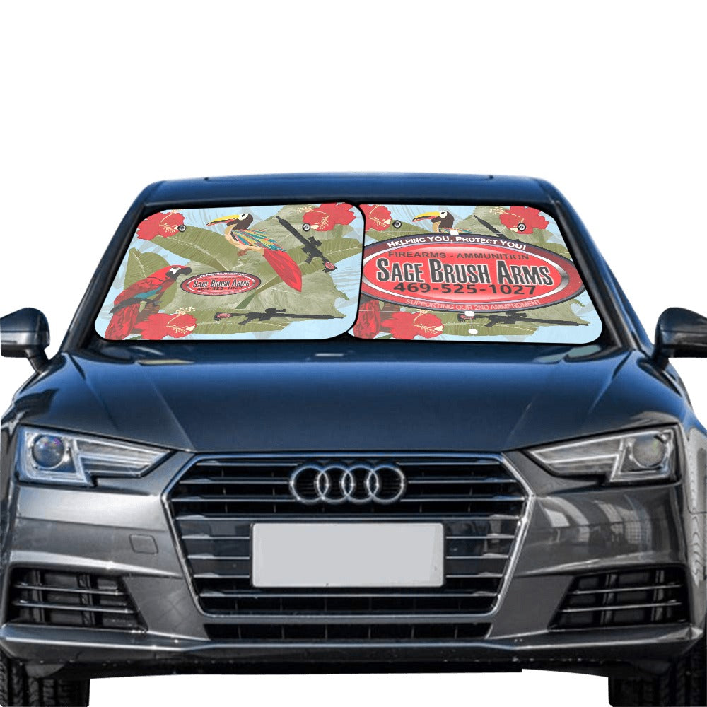 Sage Brush Arms Window Protection Car Sun Shade 28"x28"x2pcs Grey Blue Background - Miniaday Designs, LLC.