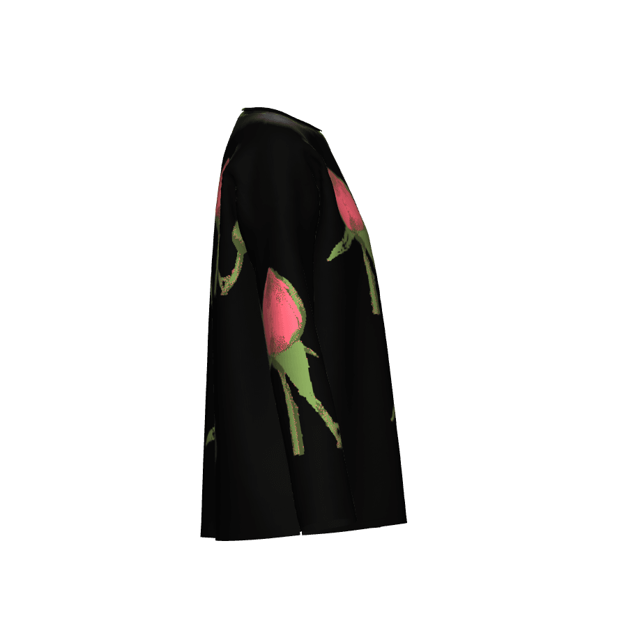 Rosebud on Black Knitted Sweater - Miniaday Designs, LLC.