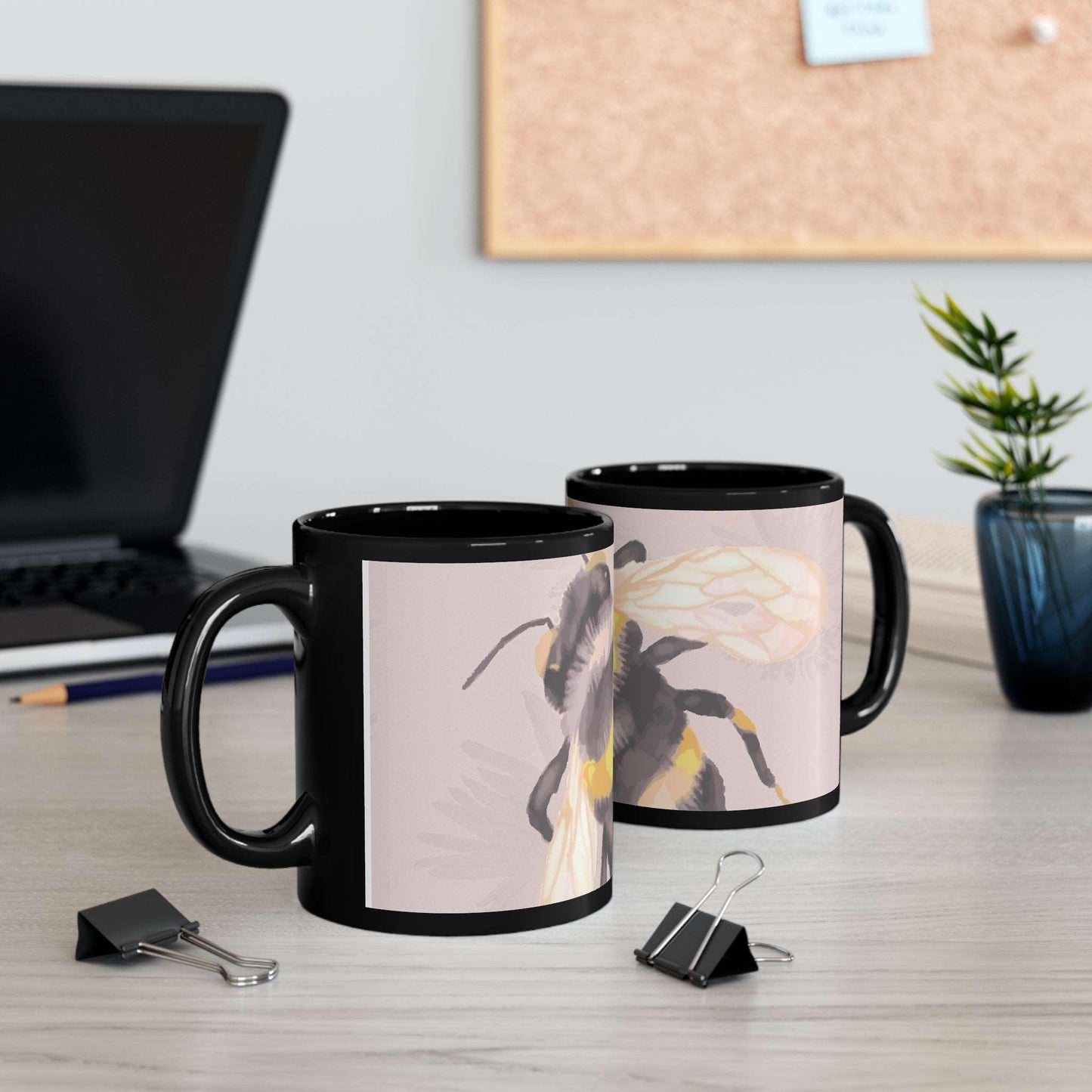 Bee-utiful Garden Banquet Collection by Miniaday Designs, LLC. 11oz Black Mug - Miniaday Designs, LLC.