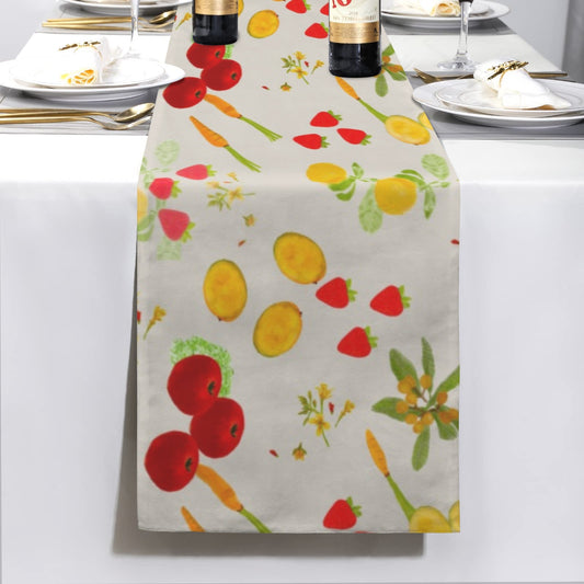 Sunflower & Farmstand Designer Table Runner | 72x13 Watercolor Floral Table Linen | Farmhouse Kitchen Decor