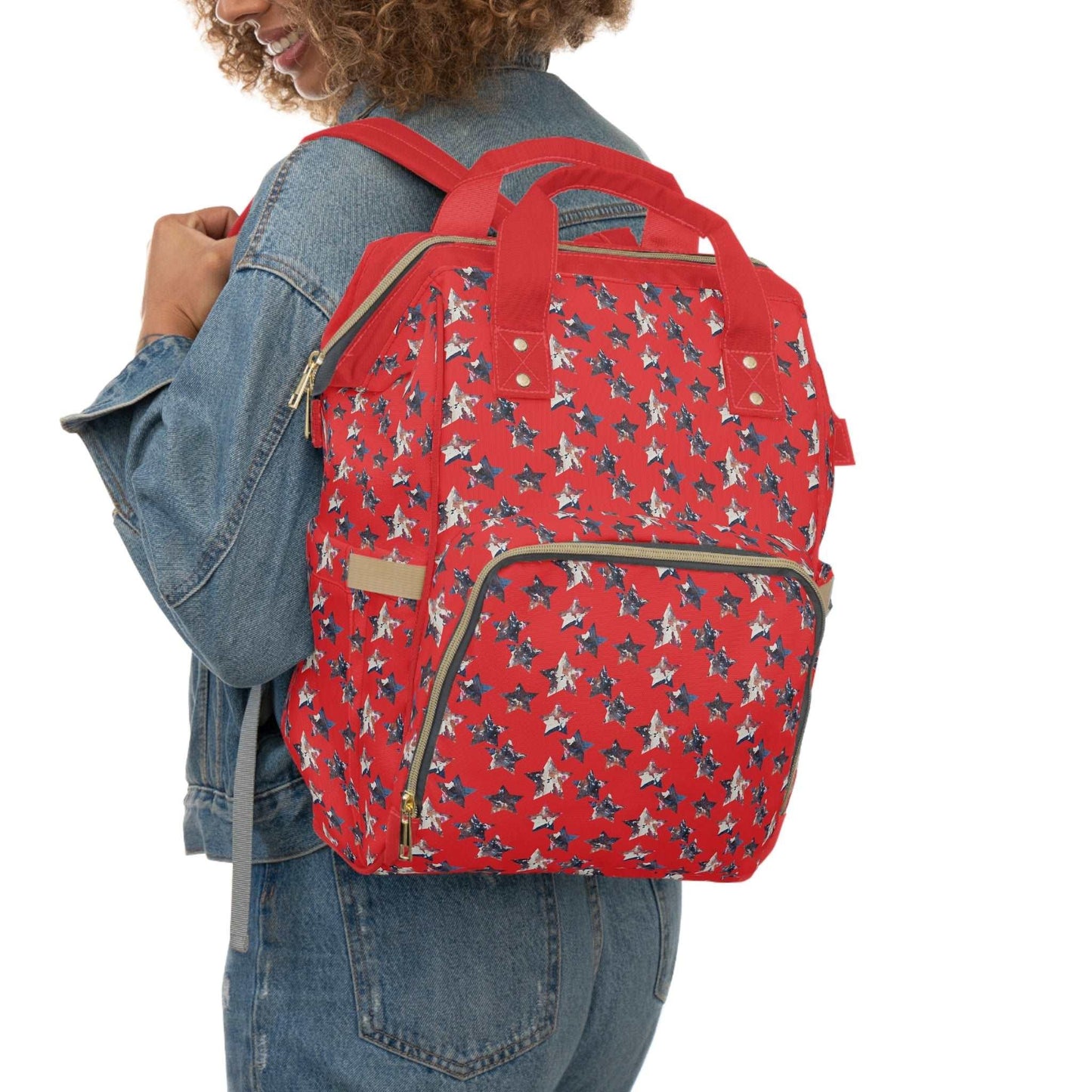Americana Impressions Collection by Miniaday Designs, LLC. Red Multifunctional Diaper Backpack - Miniaday Designs, LLC.