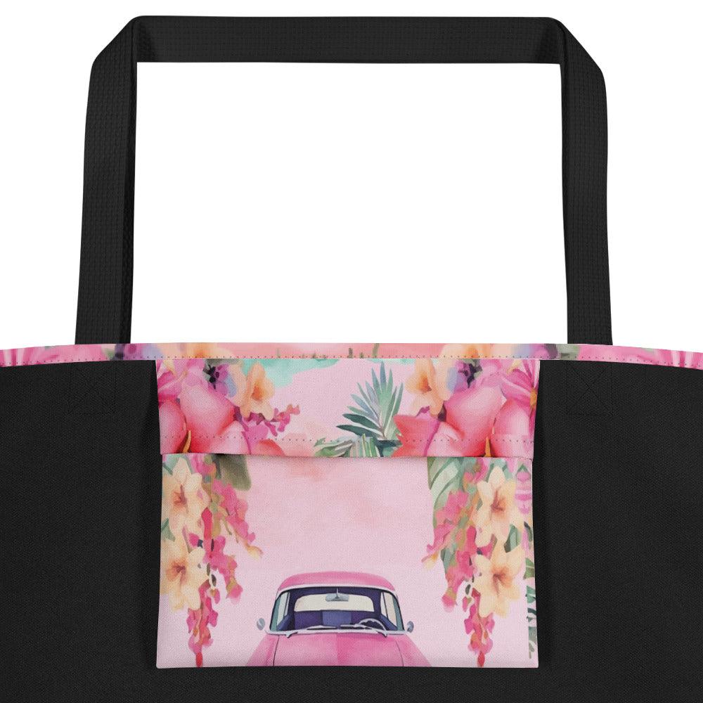 Miniaday Designs Large Tote Bag Pink Paradise Roadtrip Collection - Miniaday Designs, LLC.