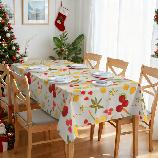 Sunflower & Farmstand Designer Tablecloth | 102x60 Watercolor Floral Table Linen | Farmhouse Kitchen Decor