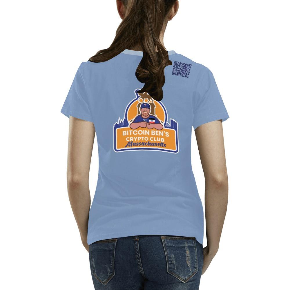 Want to Learn About Bitcoin Massachusetts T-Shirt for Women (USA Size) (Model T40) - Miniaday Designs, LLC.