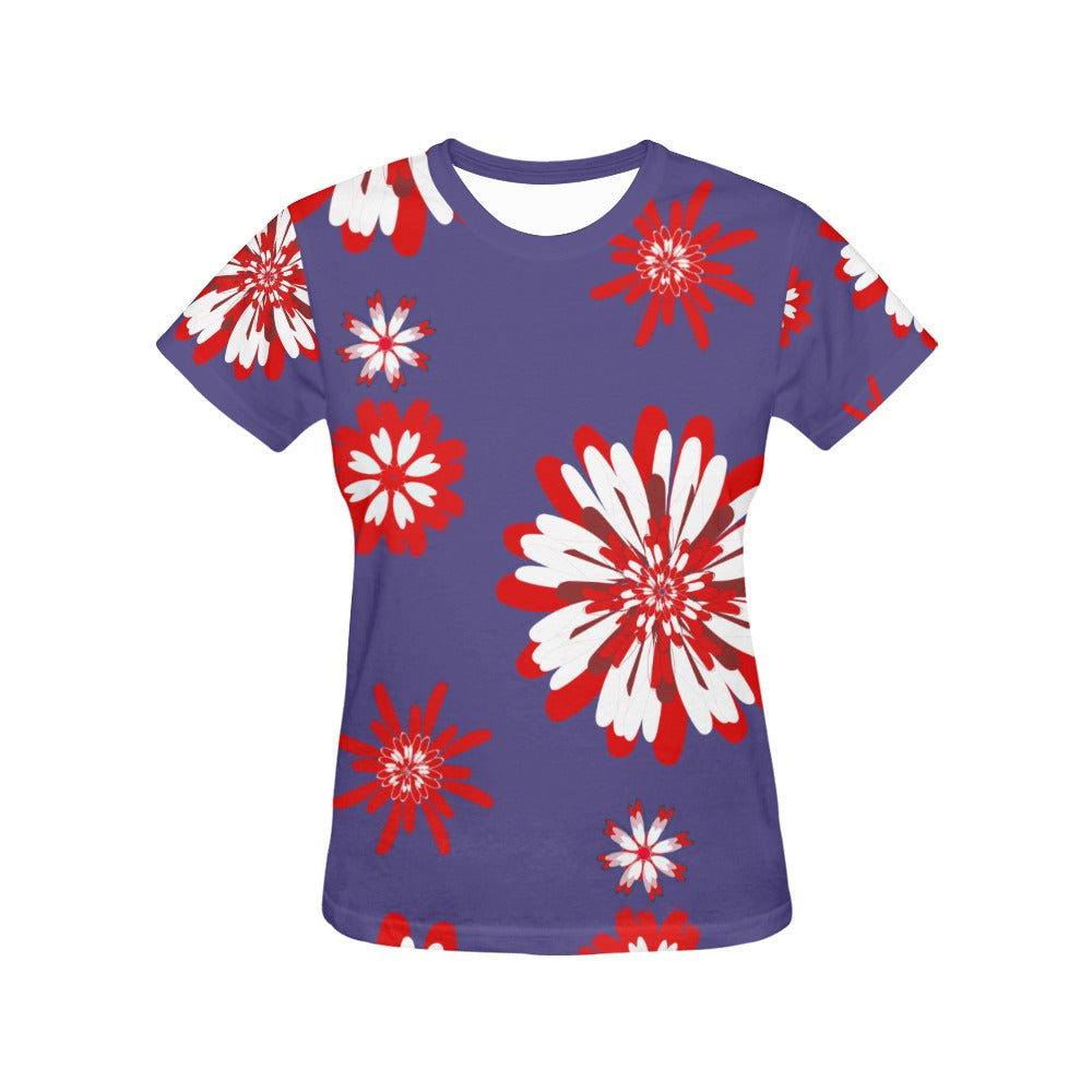 Miniaday Designs Crimson Petal Contrast Women's Tops