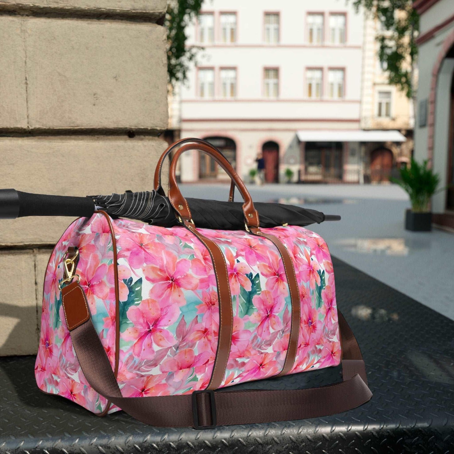 Hibiscus Whimsy Collection by Miniaday Designs, LLC. Waterproof Travel Bag - Miniaday Designs, LLC.