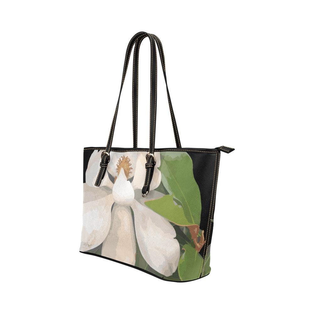 Magnolia Purse Leather Tote Bag/Small (Model 1651) - Miniaday Designs, LLC.