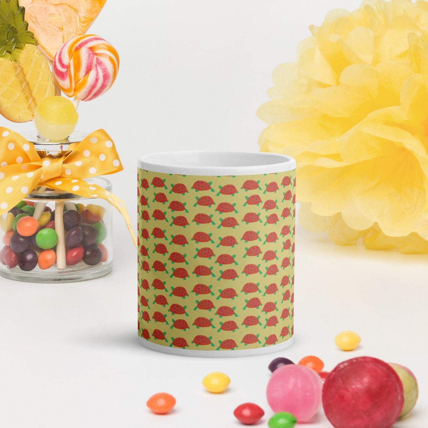 The Turtle Brigade White Glossy Mug FREE SHIPPING Available for Bulk Orders - Miniaday Designs, LLC.