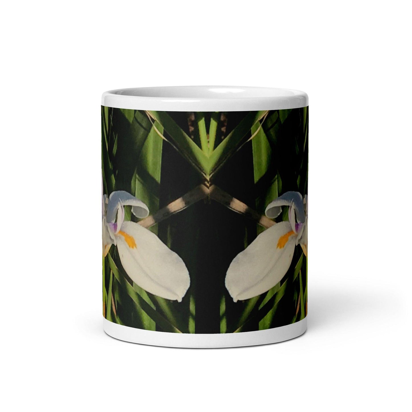 Iris in Bloom White Mug Signed FREE SHIPPING for BULK ORDERS - Miniaday Designs, LLC.