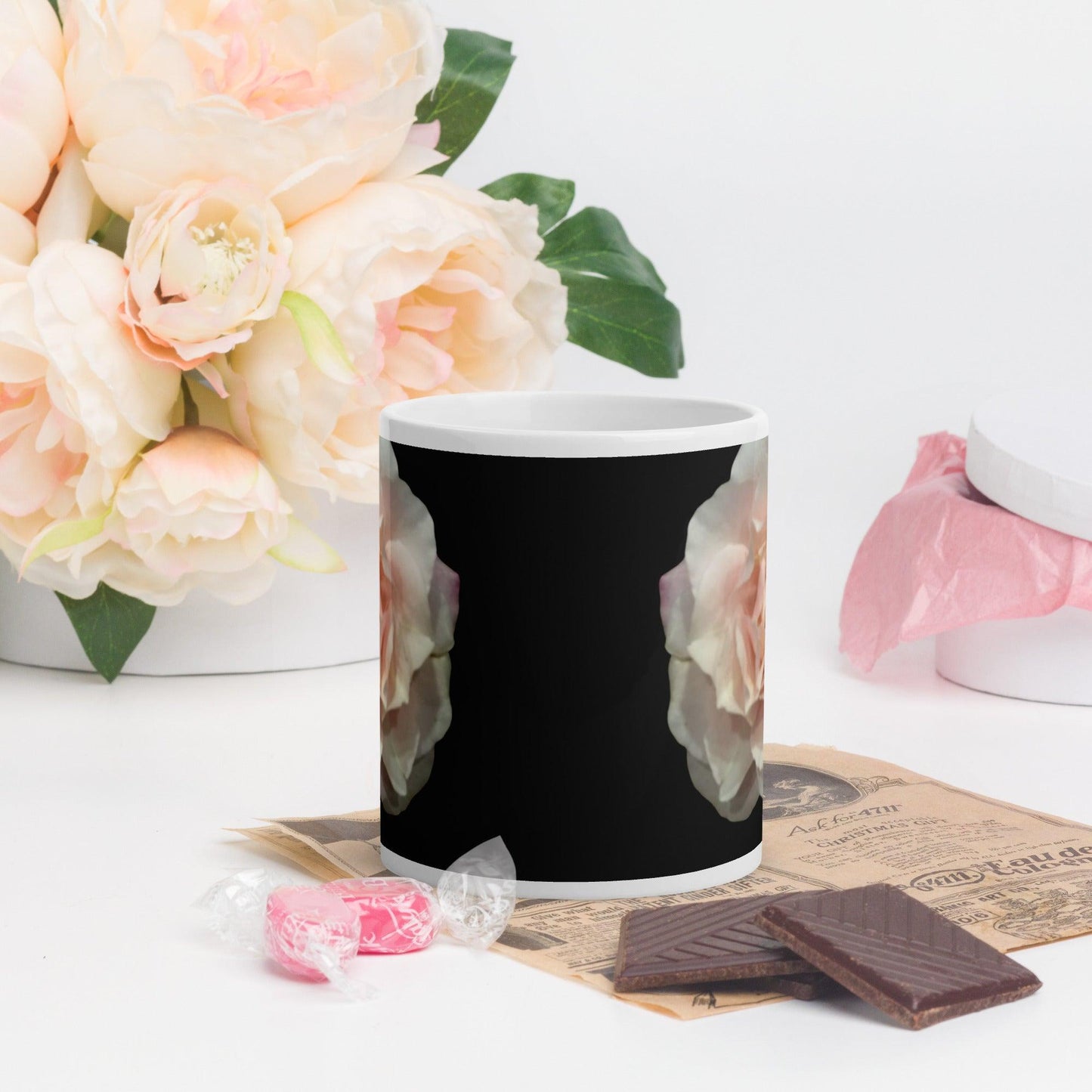 Soft Rose White Mug Signed FREE SHIPPING for BULK ORDERS - Miniaday Designs, LLC.