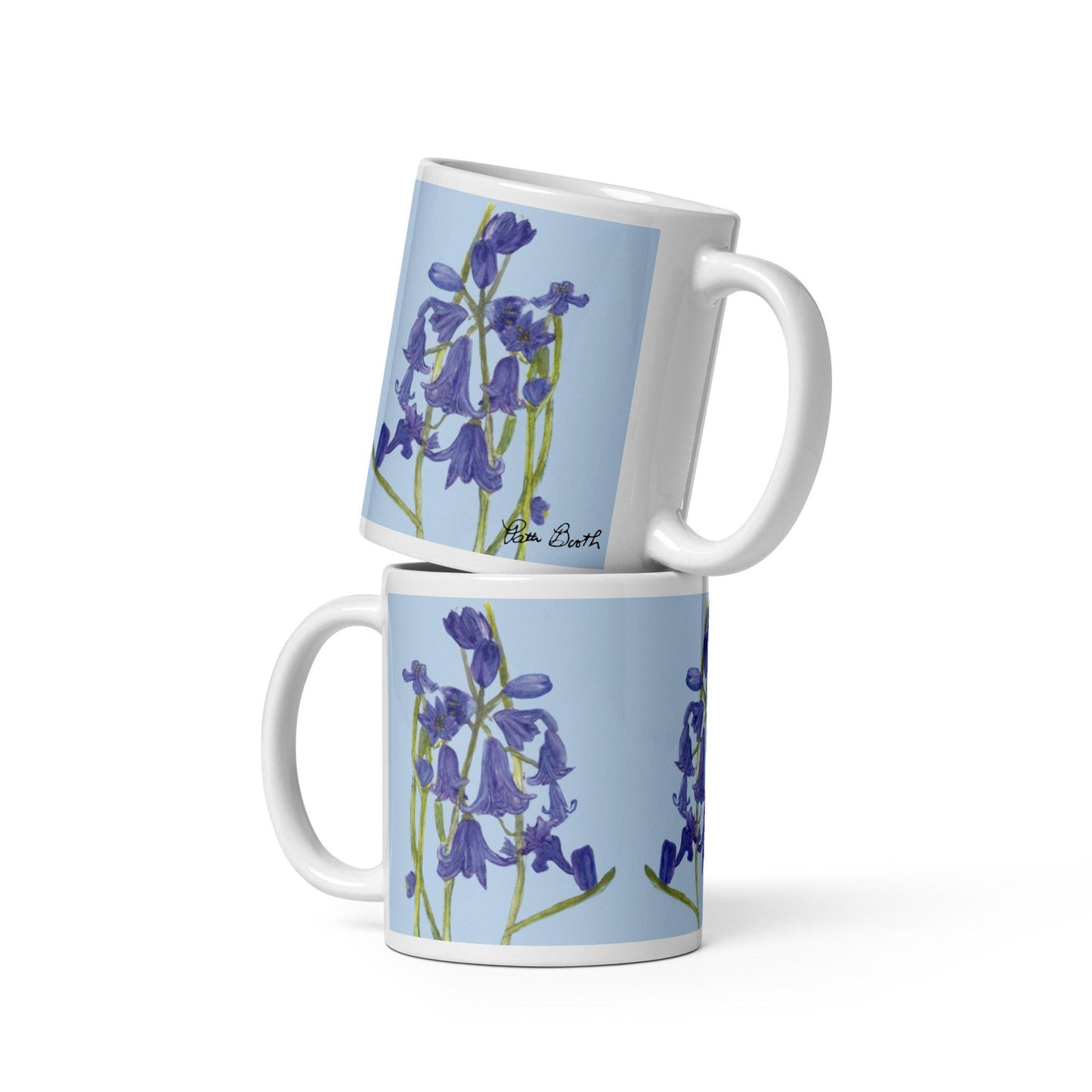 Watercolor Bluebonnets White Mug Signed FREE SHIPPING for BULK ORDERS - Miniaday Designs, LLC.
