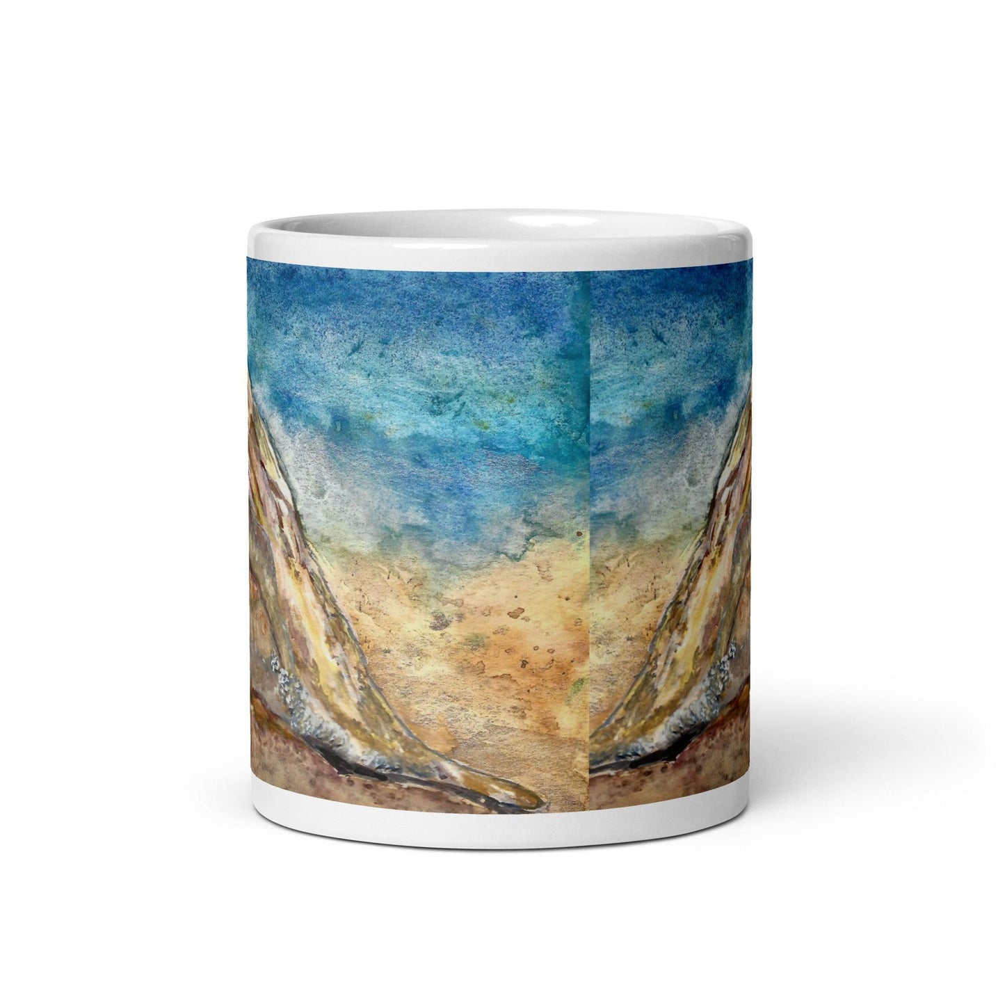 Painted Conch Shell White Mug Signed FREE SHIPPING for BULK ORDERS - Miniaday Designs, LLC.