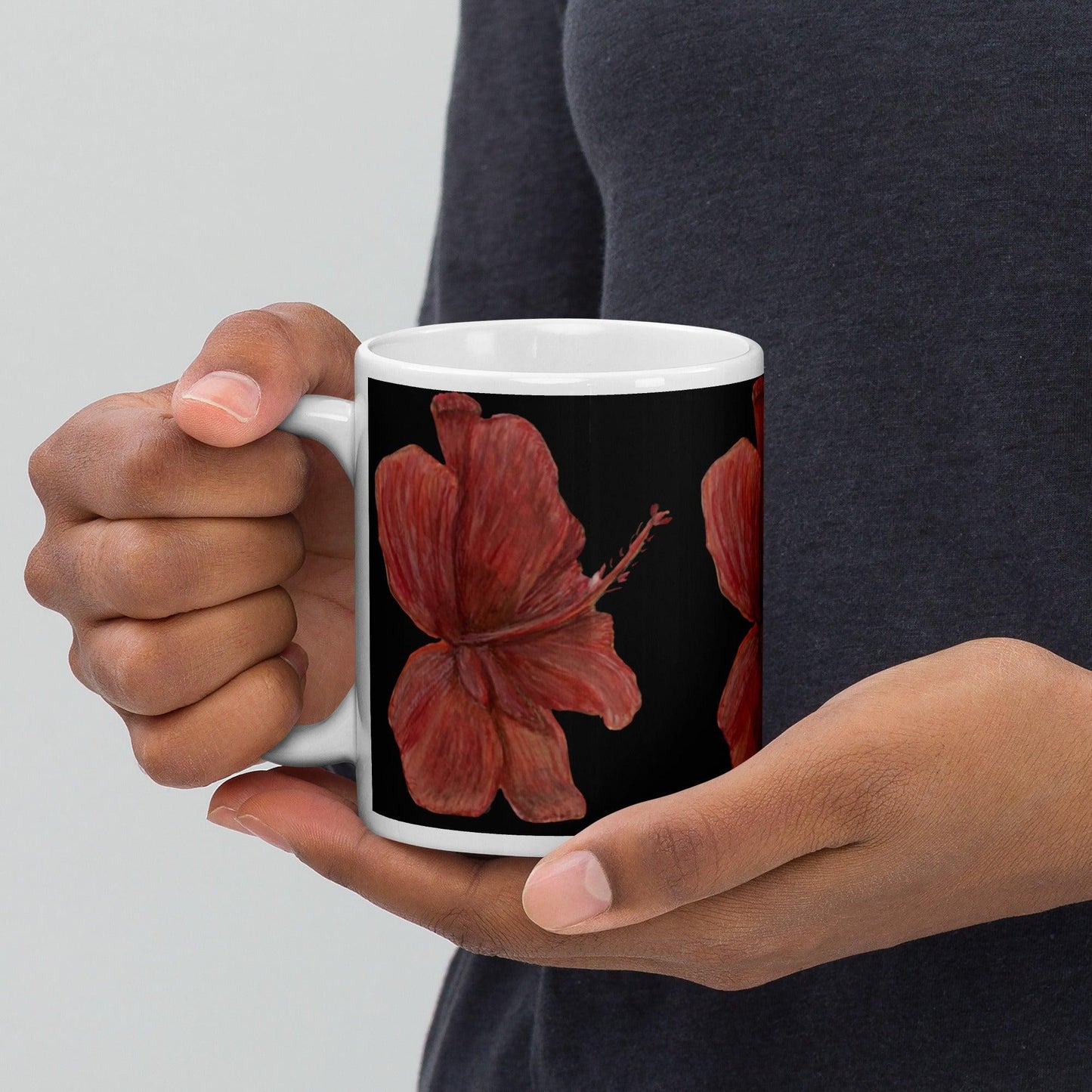 Orange Hibiscus White Mug Signed FREE SHIPPING for BULK ORDERS - Miniaday Designs, LLC.