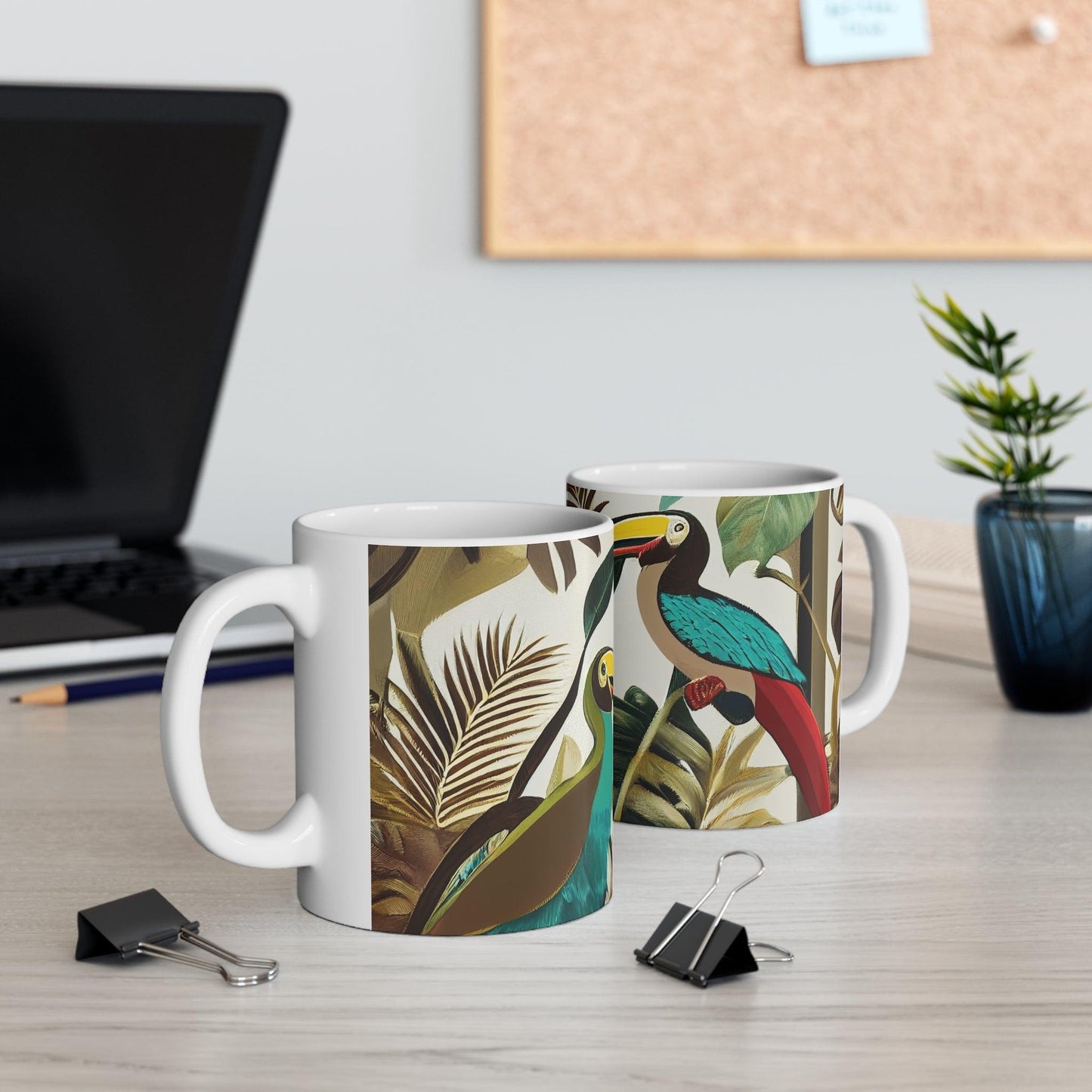 Miniaday Designs Ceramic Mug 11oz Tropical Toucan Multicolor - Miniaday Designs, LLC.
