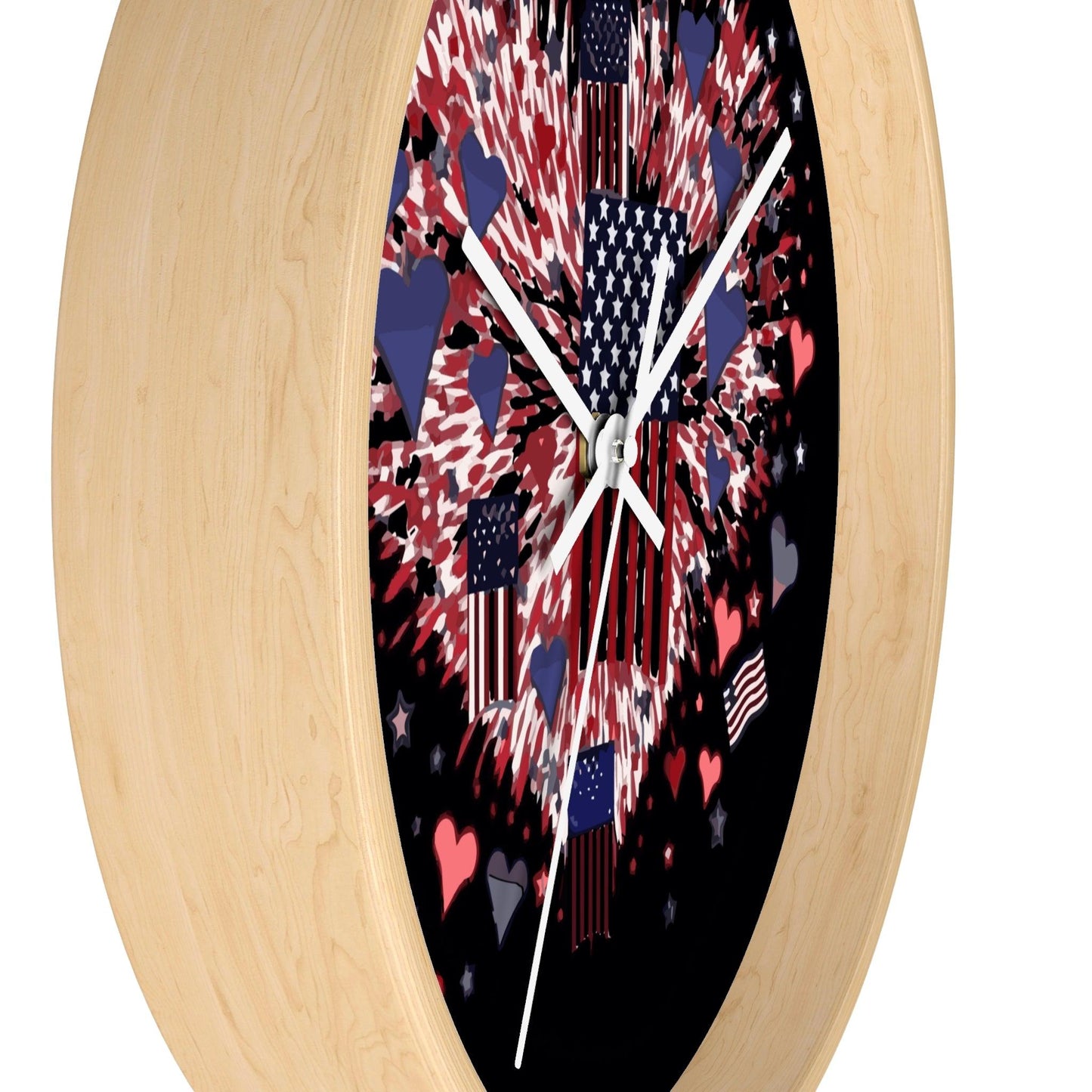 Patriotic Hearts of Valor Collection Wall Clock - Miniaday Designs, LLC.