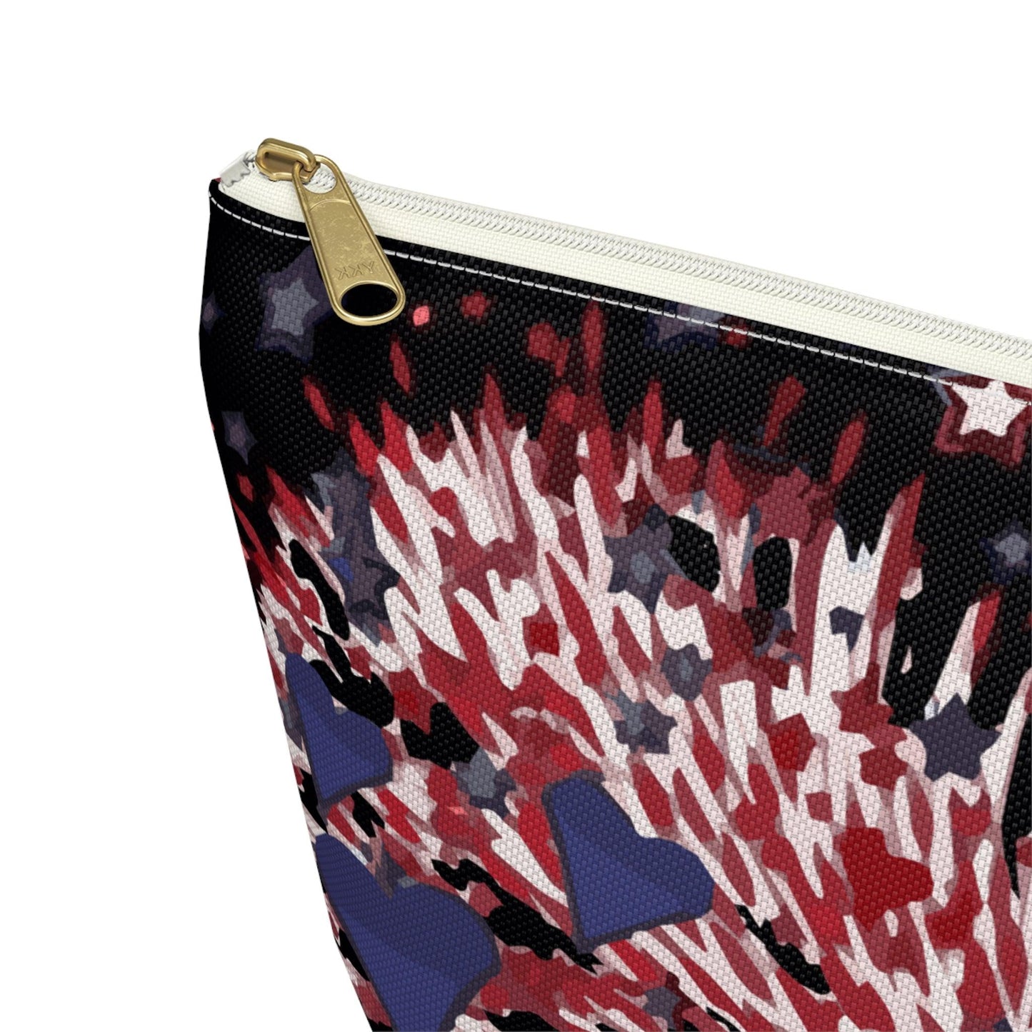 Patriotic Hearts of Valor Collection by Miniaday Designs, LLC. Accessory Pouch w T-bottom 2 SIZE OPTIONS - Miniaday Designs, LLC.