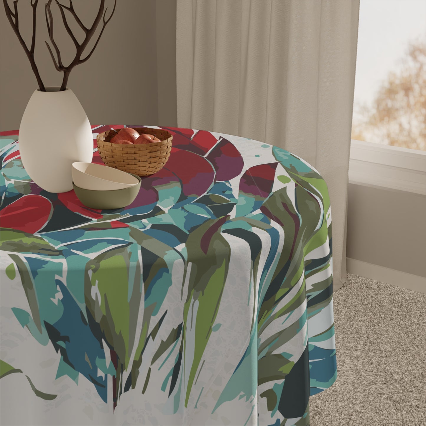 Maroon Bloom Elegance Collection by Miniaday Designs, LLC. Tablecloth (55.12" x 55.12") - Miniaday Designs, LLC.