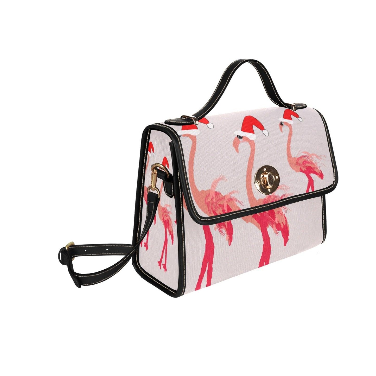 Miniaday Designs Santa Flamingoes Waterproof Canvas Bag-Black - Miniaday Designs, LLC.
