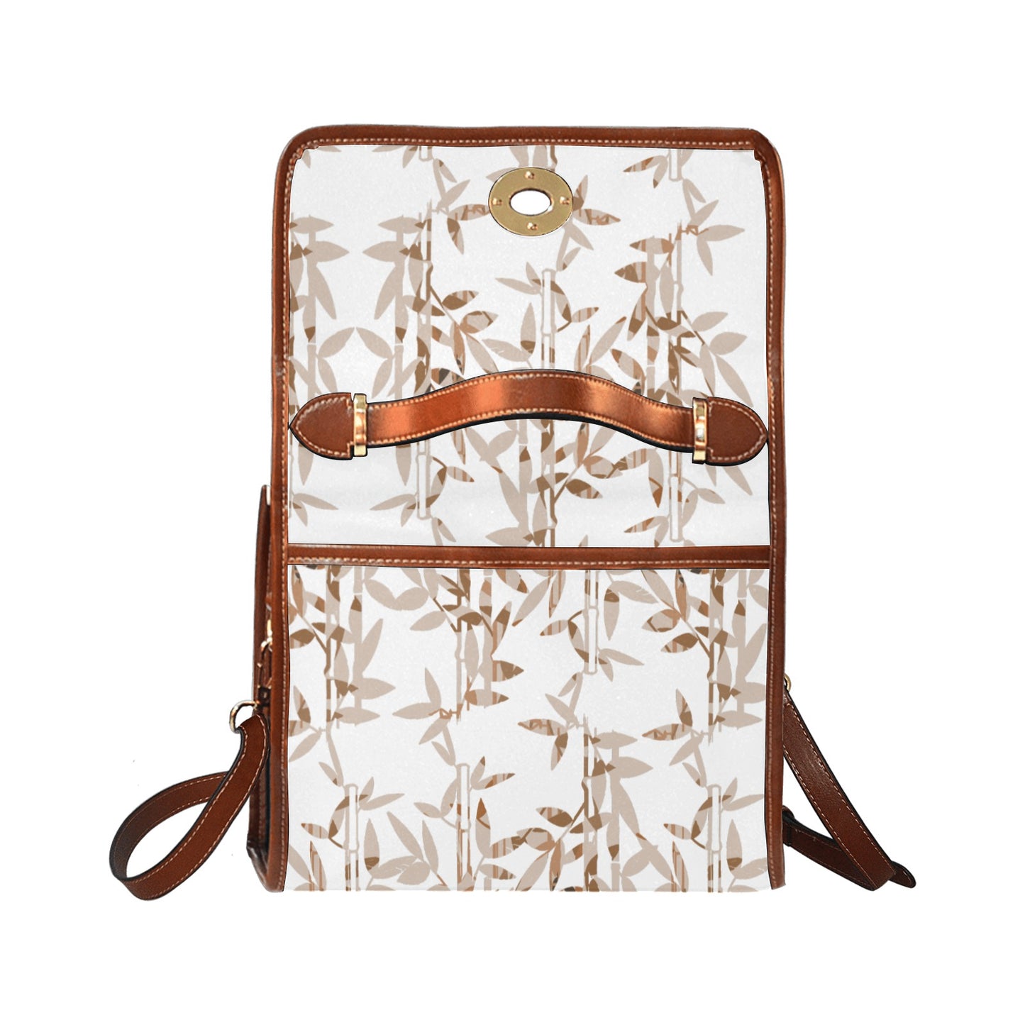 Miniaday Designs Bamboo Offset Purse Waterproof Canvas Bag-Brown