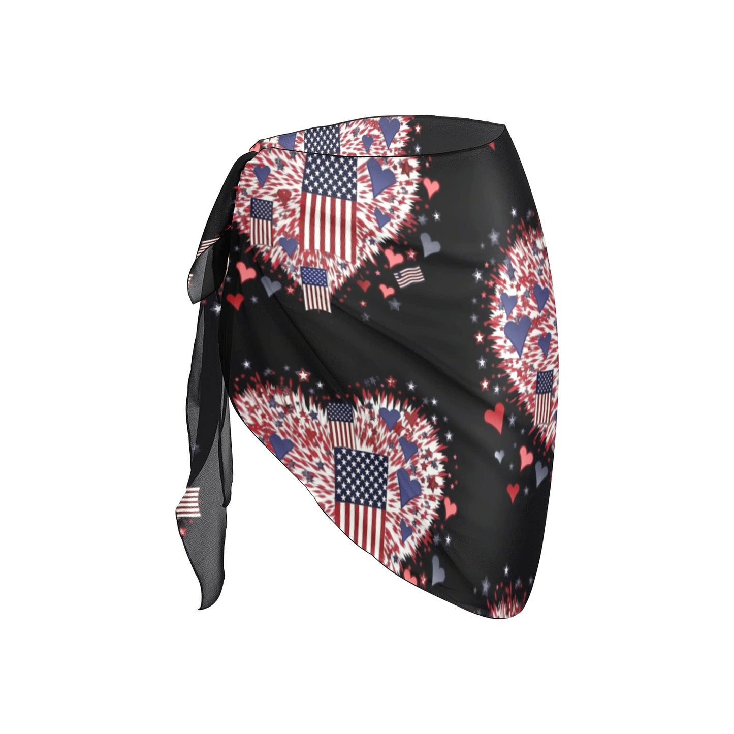 Miniaday Designs Women's Beach Sarong Wrap Patriotic Hearts of Valor Collection - Miniaday Designs, LLC.