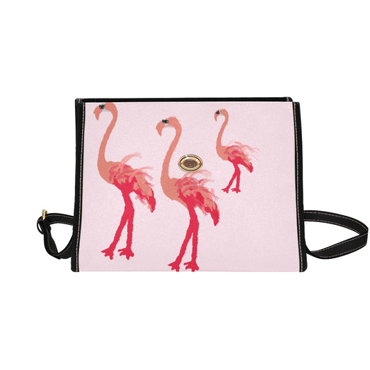 Three Flamingos Designer Crossbody Handbag