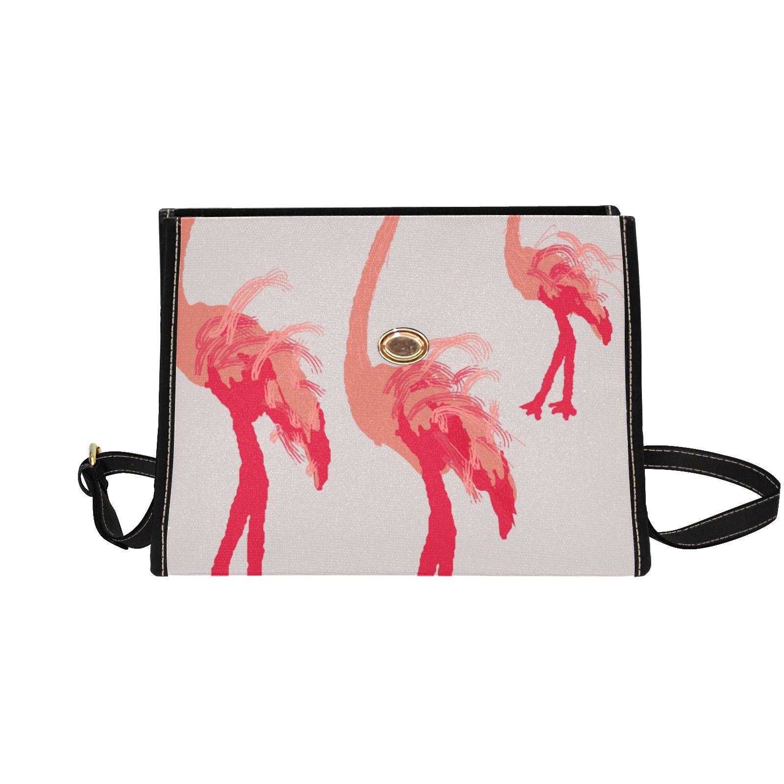 Miniaday Designs Santa Flamingoes Waterproof Canvas Bag-Black - Miniaday Designs, LLC.