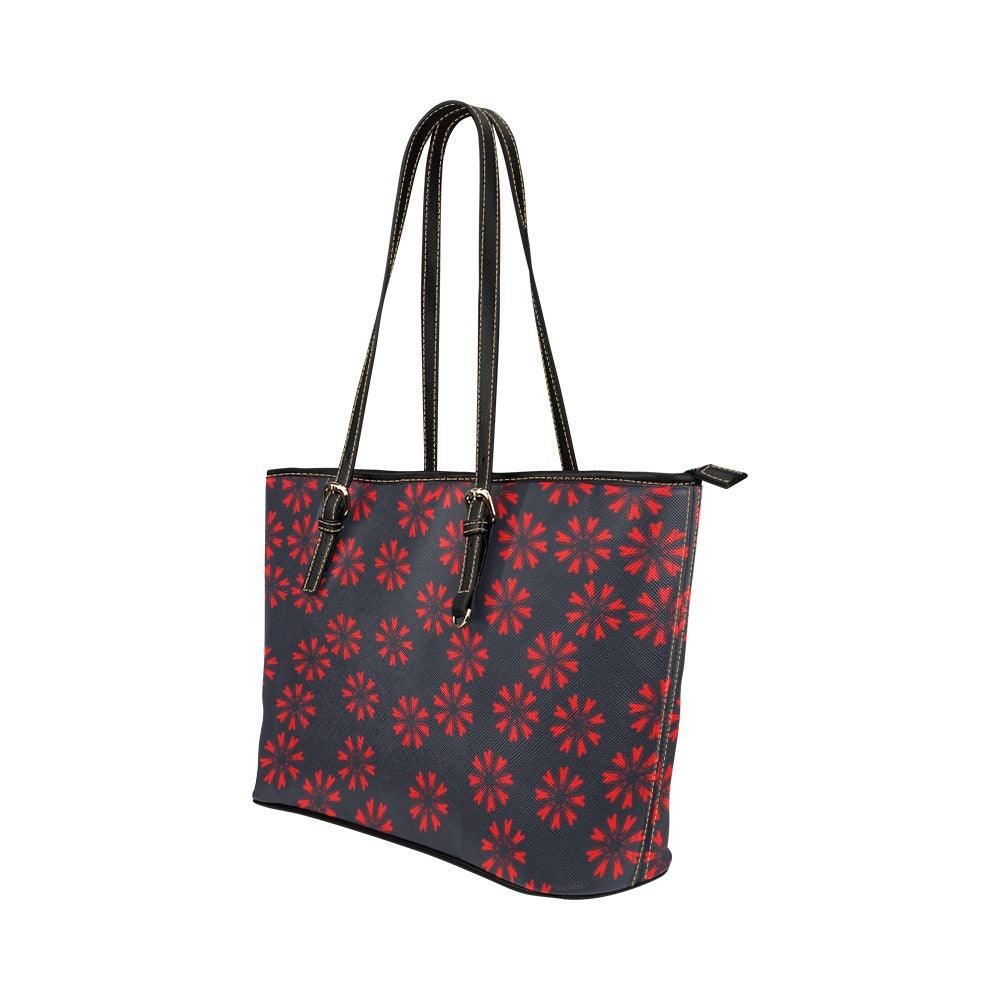 Miniaday Designs Red Bursts of Hearts on Navy Handbag PU Leather Handbag - Miniaday Designs, LLC.