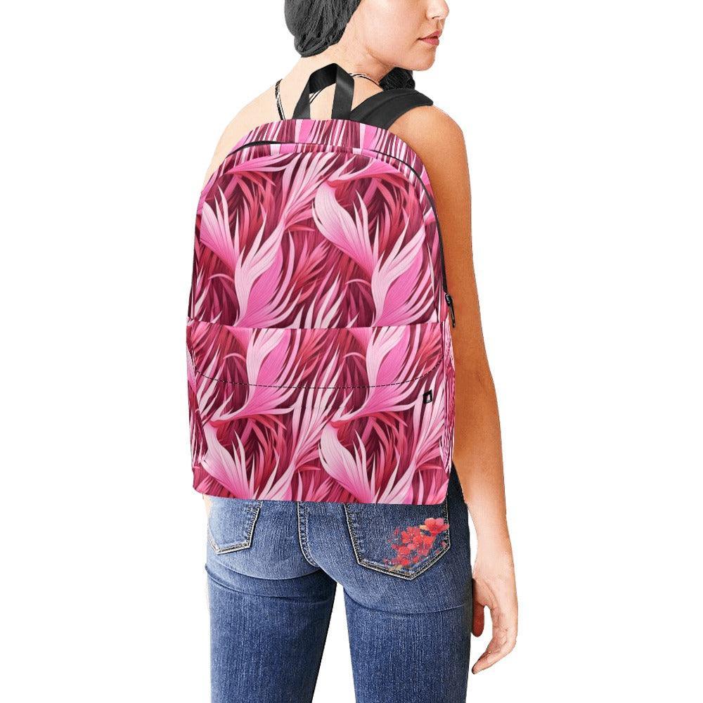 Miniday Designs Unisex Nylon Backpack Hibiscus Swirls in Pink by Patrick - Miniaday Designs, LLC.
