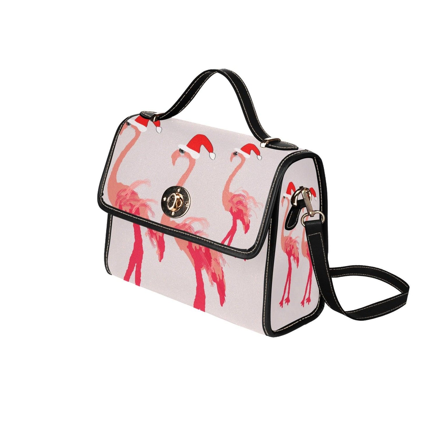 Miniaday Designs Santa Flamingoes Waterproof Canvas Bag-Black - Miniaday Designs, LLC.