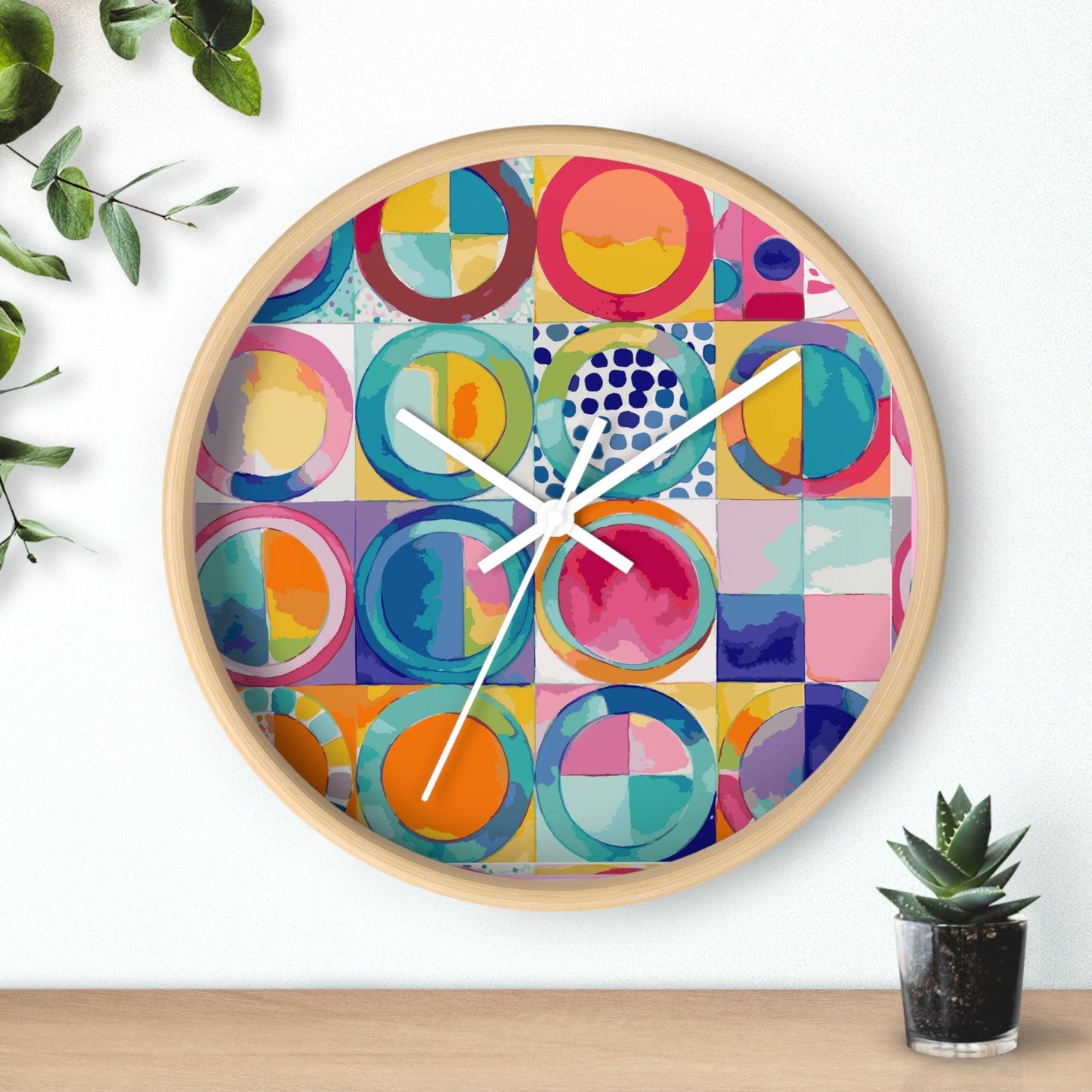 Vibrant Circle Mosaic Collection by Miniaday Designs, LLC. Wall Clock - Miniaday Designs, LLC.