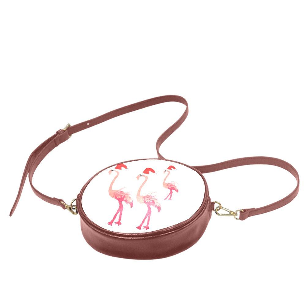 Miniaday Designs Santa Flamingoes Round Purse Round Sling Bag - Miniaday Designs, LLC.