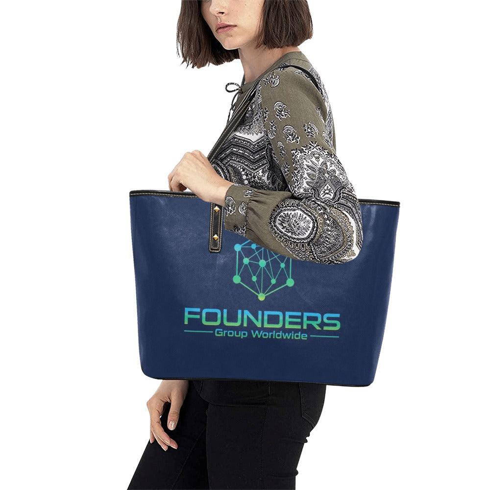 Miniaday Designs Founders Group Large Chic Leather Tote Bag Blue Women - Miniaday Designs, LLC.