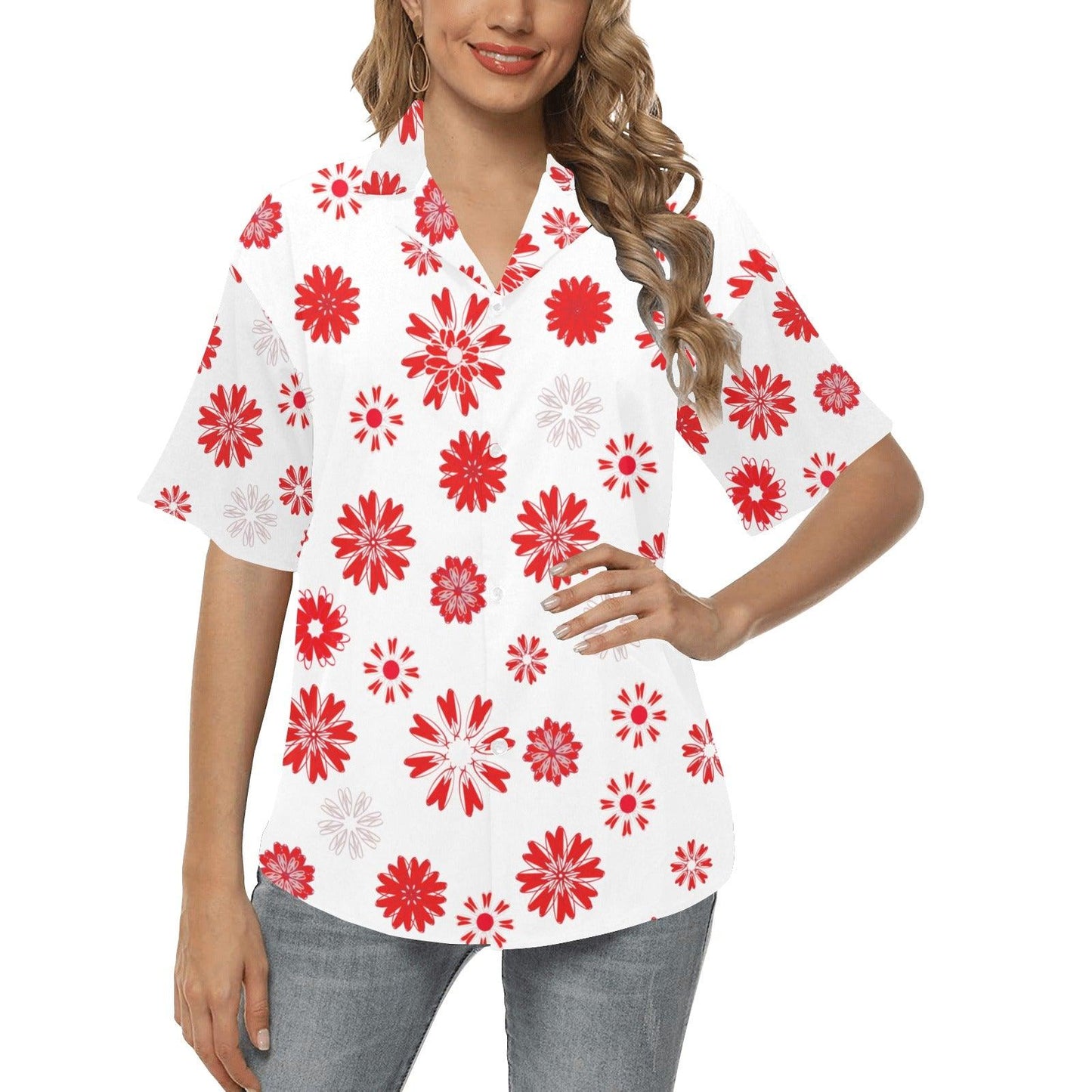 Miniaday Designs Women's Hawaiian Shirts Circle of Hearts Multiple Colors - Miniaday Designs, LLC.