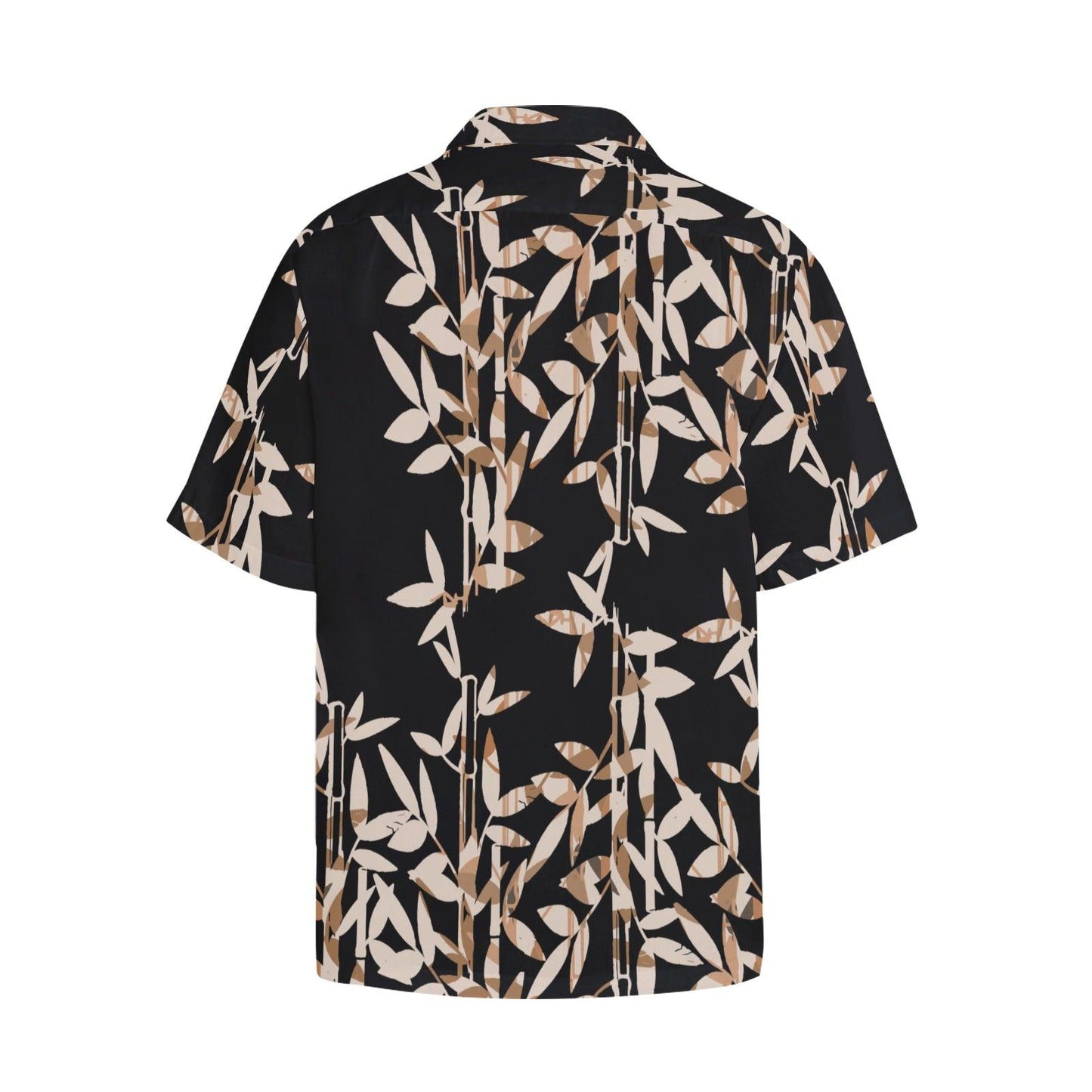 Miniaday Designs Bamboo on Black Hawaiian Shirt with Chest Pocket - Miniaday Designs, LLC.
