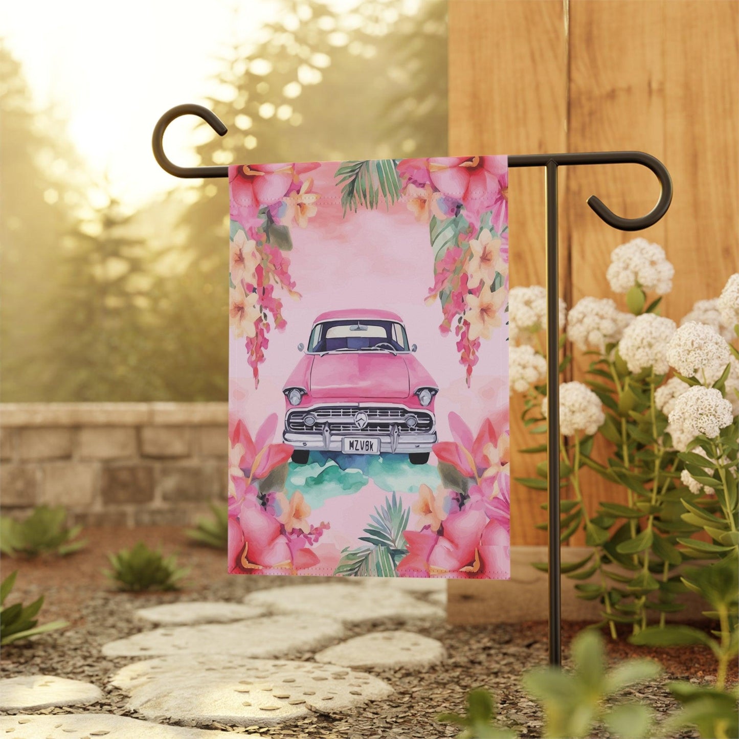 Pink Paradise Roadtrip Collection by Miniaday Designs, LLC. Garden & House Banner (2 Sizes) - Miniaday Designs, LLC.
