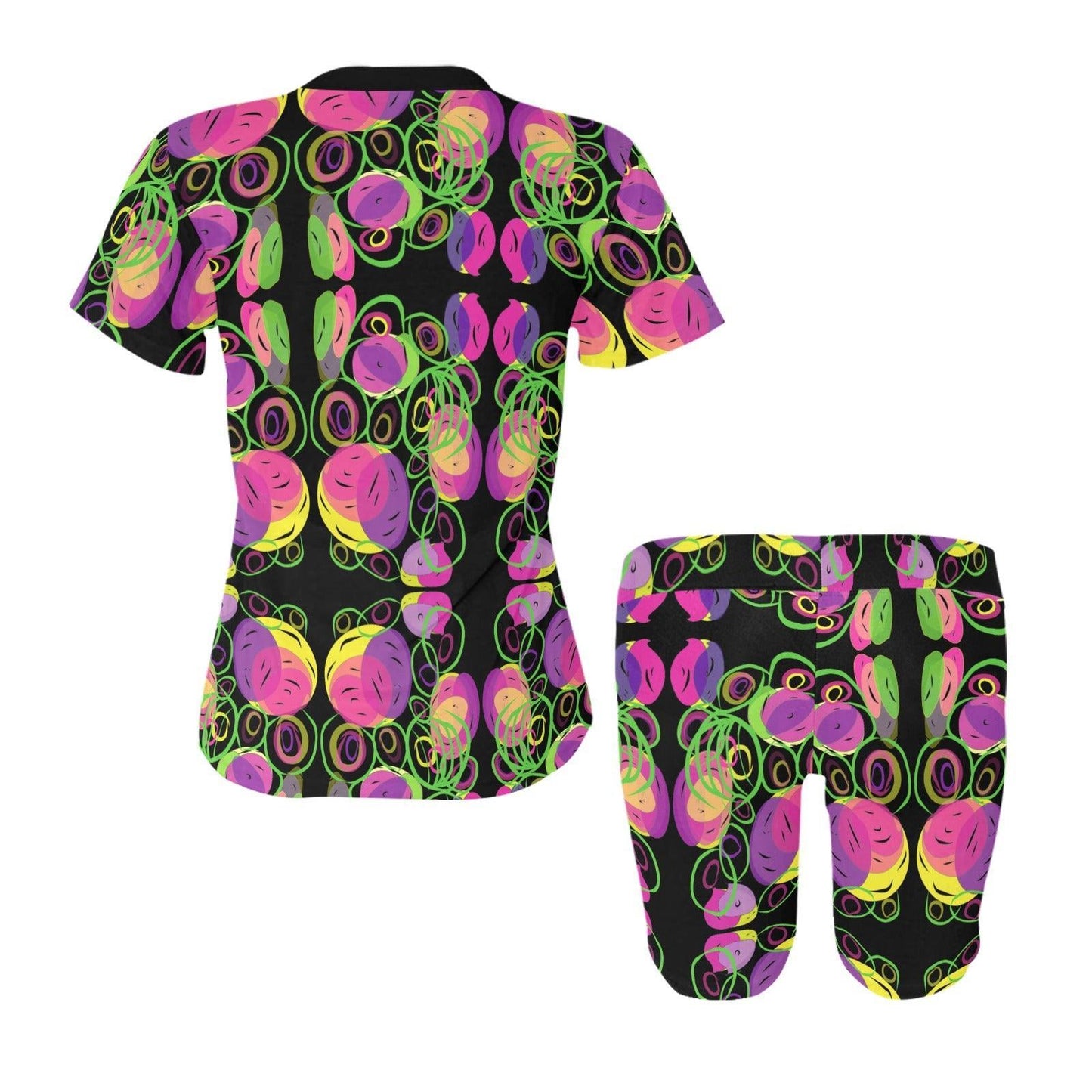Miniaday Designs Bodycon Yoga Romper Vibrant Vineyard Collection Black - Miniaday Designs, LLC.