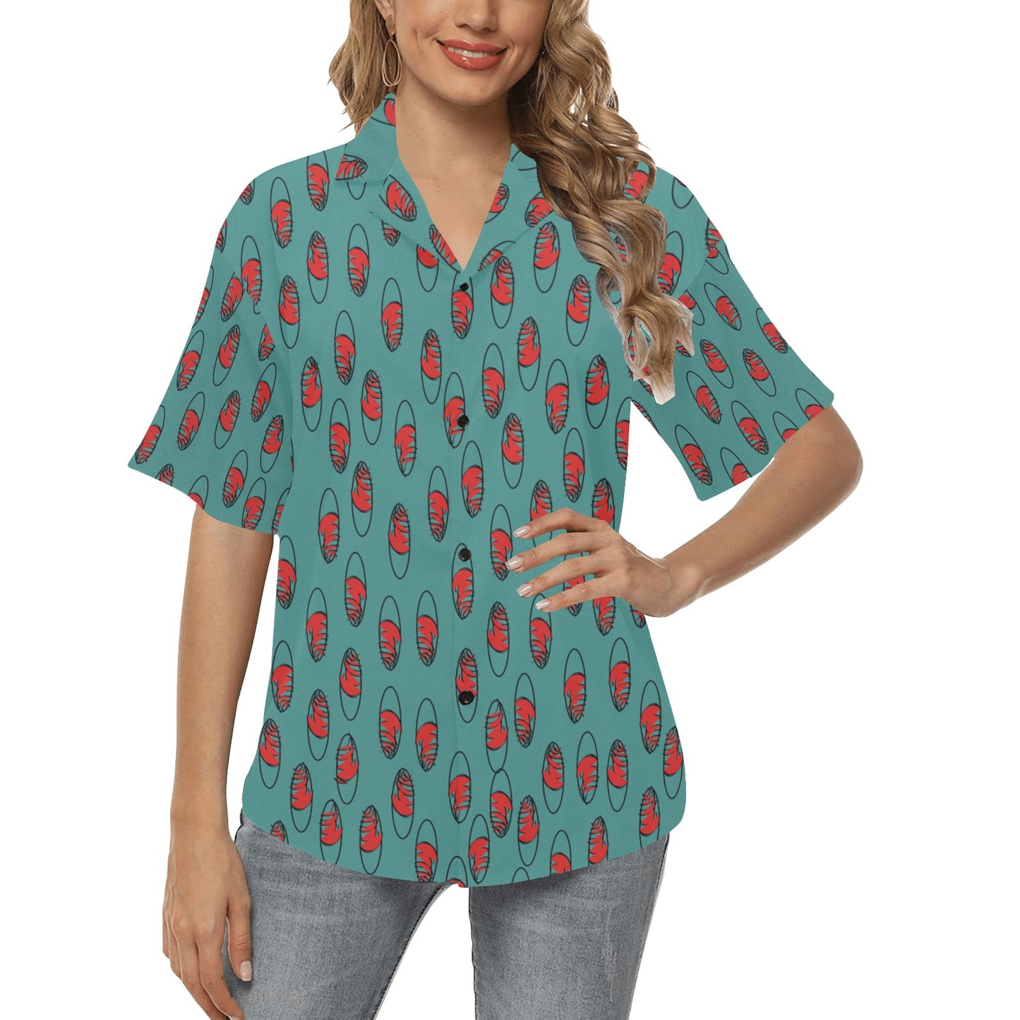 Miniaday Designs Camisa hawaiana para mujer ocupada Varios colores