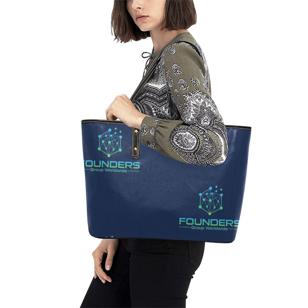 Miniaday Designs Founders Group Large Chic Leather Tote Bag Blue xxx