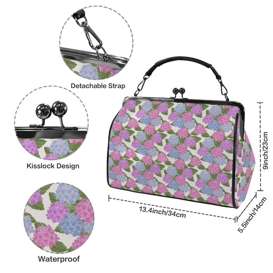 Hydrangea Kisslock Designer Handbag | Original Watercolor Art