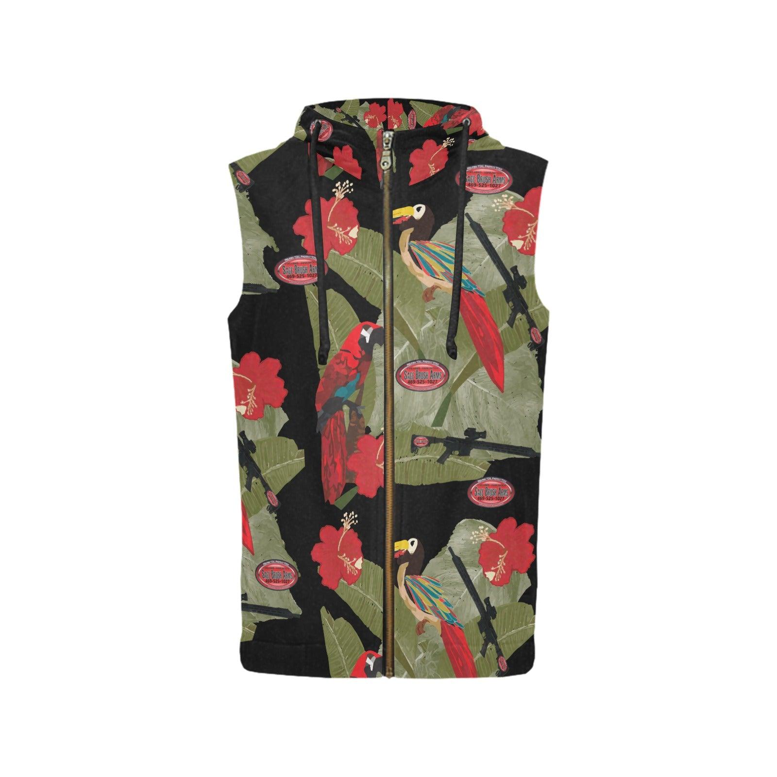 Sage Brush Arms Sleevelss Zip Up Hoodie for Women - Miniaday Designs, LLC.